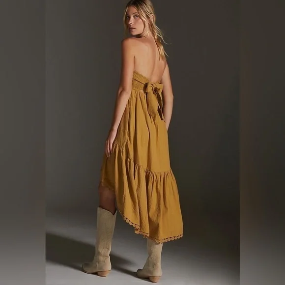 Anthropologie Maeve High-Low Strapless Midi Dress - Picture 3 of 5